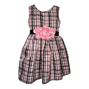 Joe-Ella dress. Black/Pink with pink roses and tie back Size 9-12m